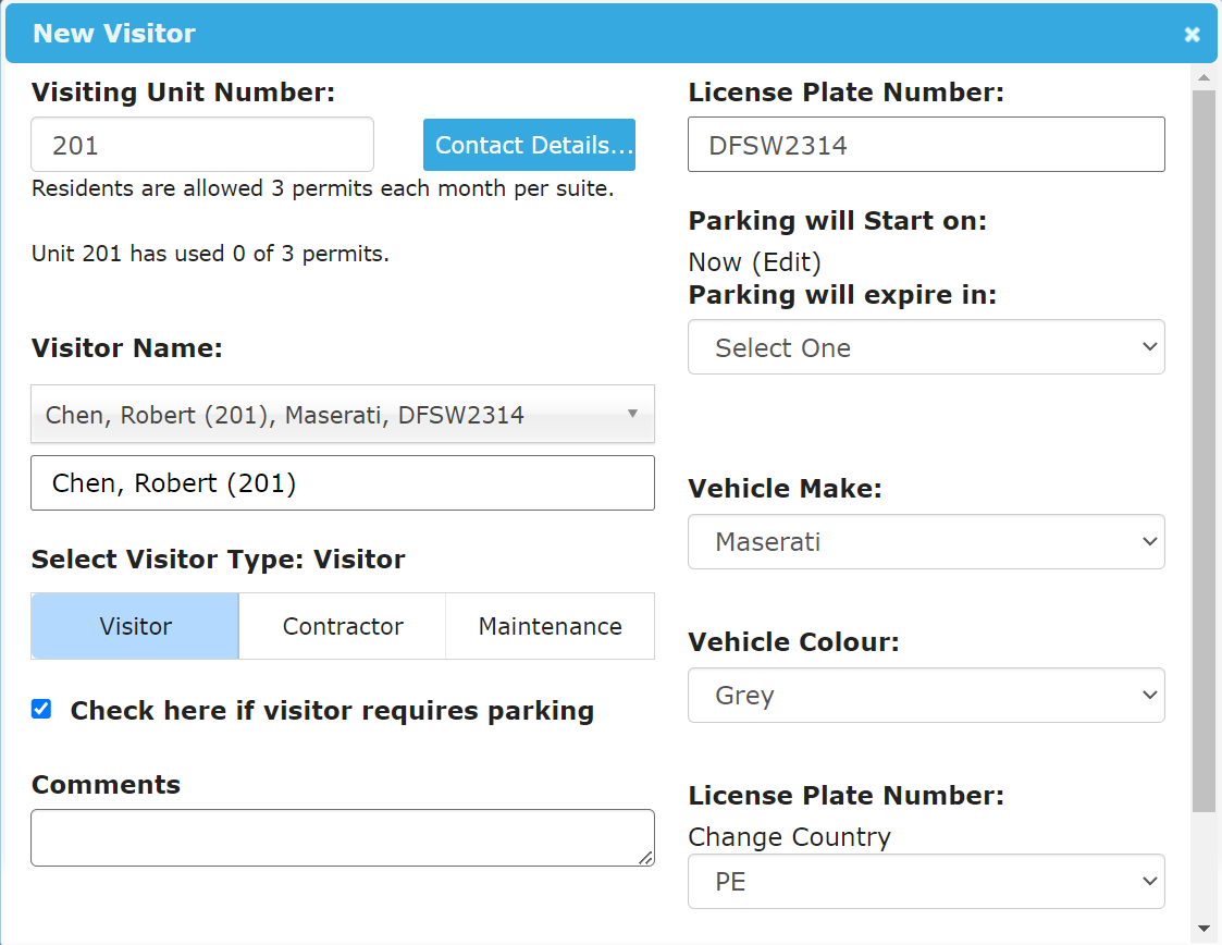 Printing Visitor Parking Permits Condo Control English