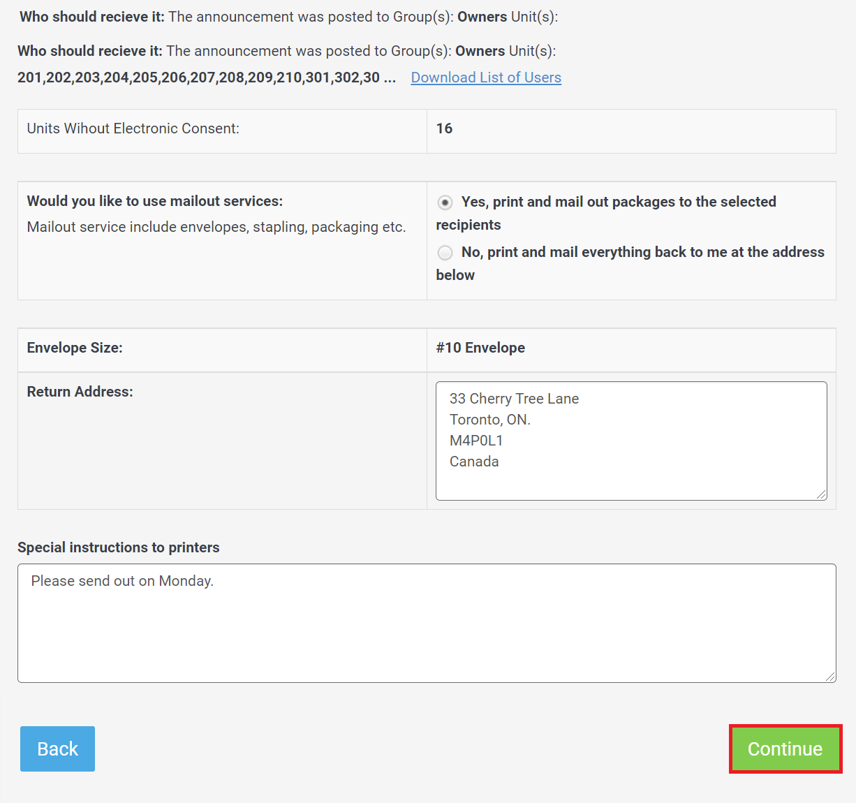 Budget Mailout Feature – Condo Control - English